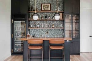 Custom home bar with walnut countertop built by Built By Krueger in Boulder, Colorado