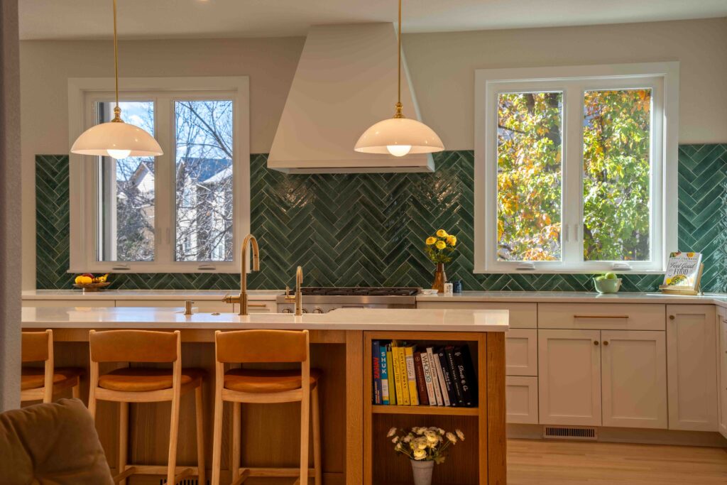 Kitchen Island and lighting fixtures
